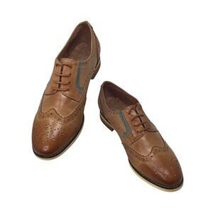 Mona Flying NWOT Wingtip Leather Oxford Handmade Italy US 6.5 EU 37 Derby Brogue